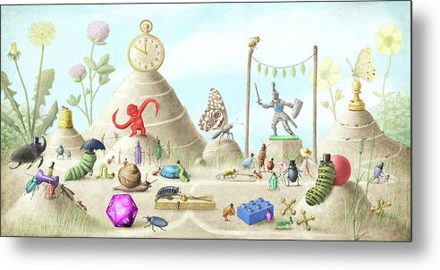 Garden Metal Print featuring the drawing All the Many Wonders by Eric Fan