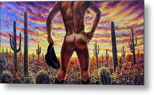 Cowboy Metal Print featuring the painting Ass End of the Day by Marc DeBauch