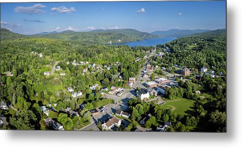 2021 Metal Print featuring the photograph Barton Vermont Aerial Panorama by John Rowe
