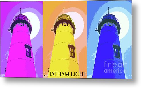 Abstract Metal Print featuring the mixed media Chatham Light Abstract Triptych by Sharon Williams Eng