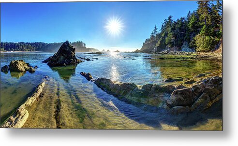 Panoramic Seascape Metal Print featuring the photograph Evening Stillness by ABeautifulSky Photography by Bill Caldwell