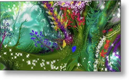 Wall Art Metal Print featuring the digital art Firefly Forest by Callie E Austin