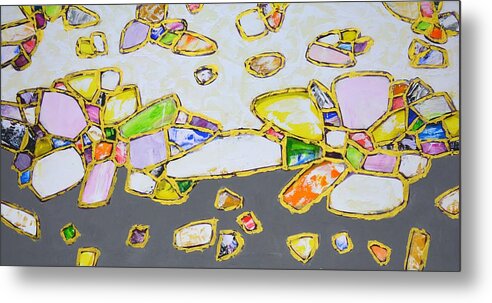 Stones Metal Print featuring the painting Gems. Gold 2. by Iryna Kastsova