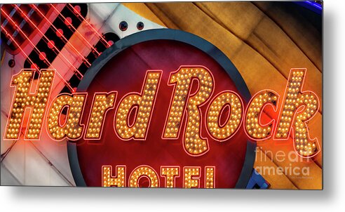 Las Vegas Strip Metal Print featuring the photograph Hard Rock Casino Guitar Front Macro 2 to 1 Ratio by Aloha Art