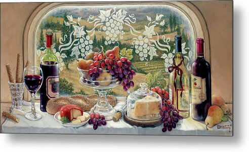 Traditional Decorative Art Metal Print featuring the painting Harvest Celebration II by Janet Kruskamp