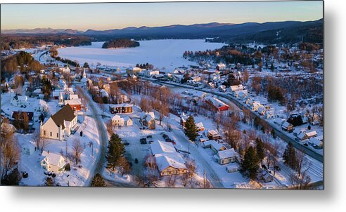 2021 Metal Print featuring the photograph Island Pond, VT At Sunset by John Rowe