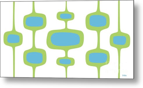 Mid Century Mod Metal Print featuring the digital art Lots of Mod Pods Blue and Green by Donna Mibus