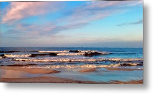Ocean Metal Print featuring the painting Low Waves At Sunrise by Jai Johnson