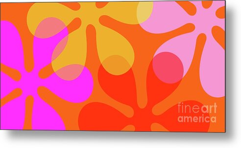 Mod Flowers Metal Print featuring the digital art Mod Flowers Warm Colors by Donna Mibus