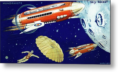 Vintage Toy Posters Metal Print featuring the drawing Mondrakete Sky-Rocket by Vintage Toy Posters