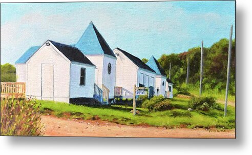 Peabody Beach Metal Print featuring the painting Peabody Beach Newport RI Beach Shacks Peabody Beach Navy Beach by Patty Kay Hall