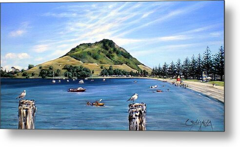 Beach Metal Print featuring the painting Pilot Bay Mt M 291209 by Sylvia Kula