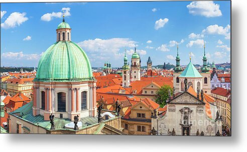 Prague Skyline Metal Print featuring the photograph Prague old town rooftops by Neale And Judith Clark