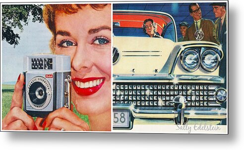 Collage Metal Print featuring the mixed media Smile- Say Cheez by Sally Edelstein