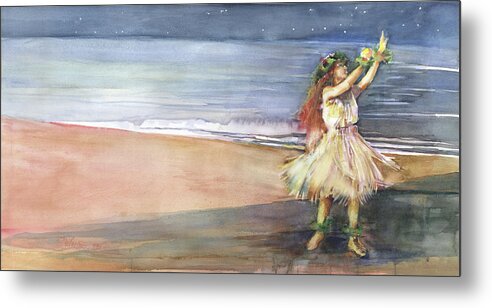 Hula Metal Print featuring the painting 'Star Dancer' by Penny Taylor-Beardow