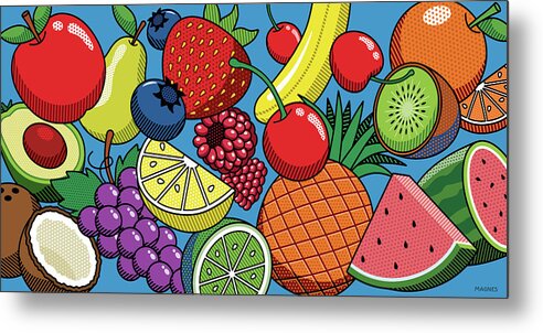 Fruit Metal Print featuring the digital art Various Fruits Wide Format by Ron Magnes