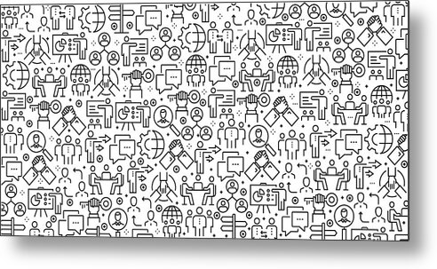 New Business Metal Print featuring the drawing Vector set of design templates and elements for Business People in trendy linear style - Seamless patterns with linear icons related to Business People - Vector by Cnythzl