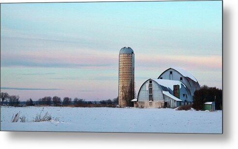 Winter Metal Print featuring the photograph Winter Farm and Barns Ontario by Tatiana Travelways