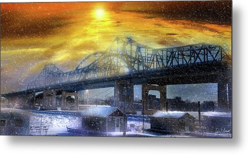 Bridge Winter Mississippi Snow Sun Metal Print featuring the photograph Winter Obscure by Phil S Addis