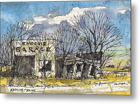 Tim Oliver Metal Print featuring the mixed media Enochs Garage by Tim Oliver