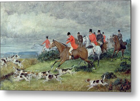 Hunting Metal Print featuring the painting Fox Hunting in Surrey by Randolph