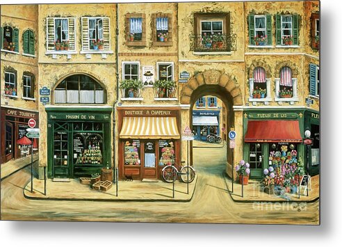 Wine Shop Metal Print featuring the painting Les Rues de Paris by Marilyn Dunlap