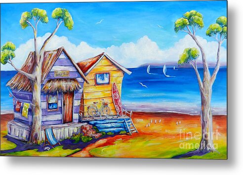 Summer Metal Print featuring the painting Summer Shacks by Deb Broughton