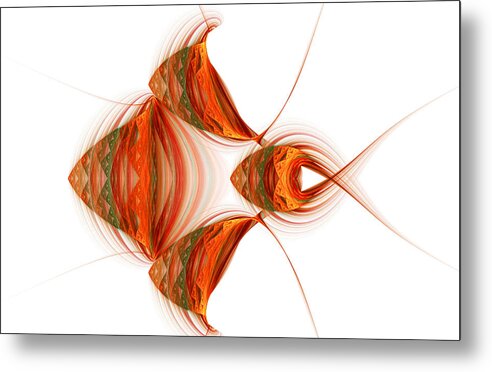 Fractal Metal Print featuring the digital art Four Fractal Fishies by Richard Ortolano