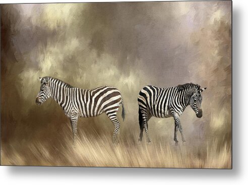 Zebra Metal Print featuring the photograph Left or Right by Donna Kennedy
