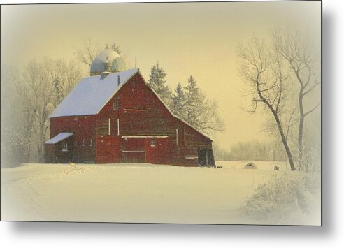 Barn Metal Print featuring the photograph Wintery Barn by Julie Lueders 