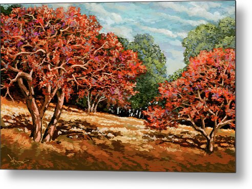 Oak Metal Print featuring the painting Young oak shadows by Hans Neuhart