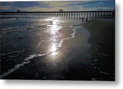  Ocean Sunsets Metal Print featuring the photograph Pier Sunset @ Folly Beach by Victor Thomason