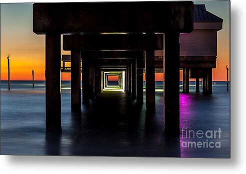Nature Metal Print featuring the photograph Pier Under II #2 by Steven Reed