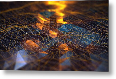 Internet Metal Print featuring the photograph Abstract Digital network communication #3 by MF3d