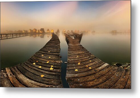 Pier Metal Print featuring the photograph Mist... #3 by Krzysztof Browko