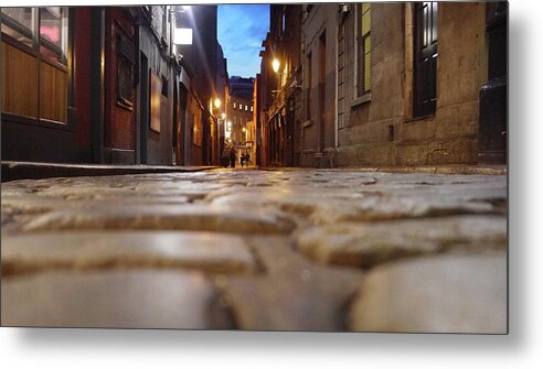 Tranquility Metal Print featuring the photograph A City Side Street At Night by Leverstock