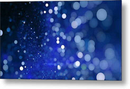 Purple Metal Print featuring the photograph Abstract blue bokeh sparkling spray circle by Oxygen
