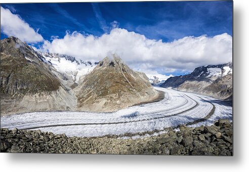 Aletsch Glacier Metal Print featuring the photograph Aletsch Glacier on a beautiful sunny day by Matthias Hauser