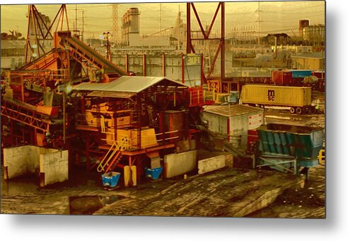 Stockyard Outside Chicago's City Limits.this Is The Real America Most Tourists Never Experience.photo Was Shot Early In The Am From An Amtrack Train. The Train Had Stopped For Clearance Into Chicago Metal Print featuring the photograph American Still Life by William Rockwell