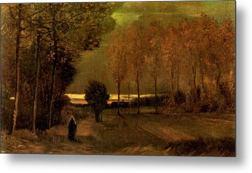 Vincent Metal Print featuring the painting Autumn Landscape at Dusk 1885 by Philip Ralley
