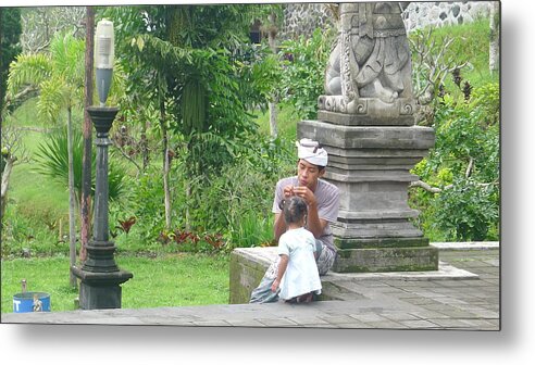  Metal Print featuring the photograph Bali - Father and Daughter by Nora Boghossian