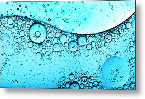 Purified Water Metal Print featuring the photograph Blue Bubbles Abstract by Subman