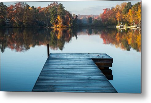 Fall Metal Print featuring the photograph Blue Dock by Glenn DiPaola