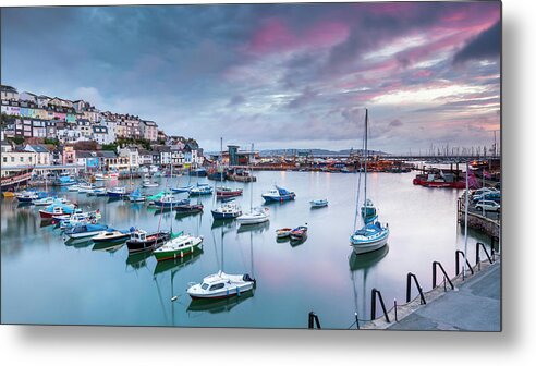 Tranquility Metal Print featuring the photograph Boats Moored In Harbour by Sebastian Wasek