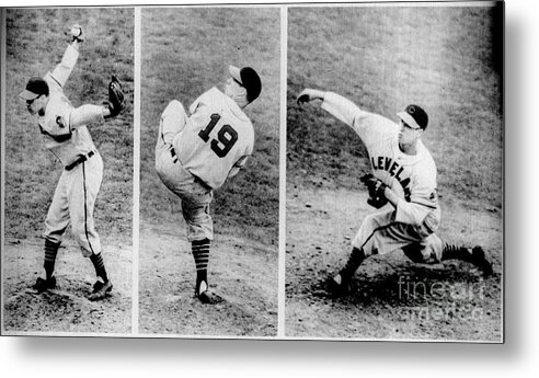 Bob Feller Metal Print featuring the photograph Bob Feller pitching by Vintage Collectables