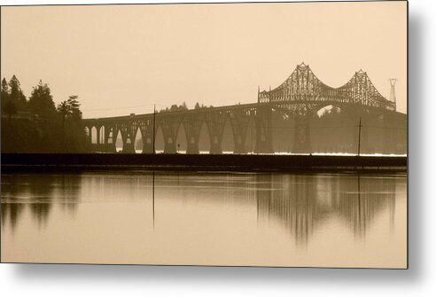 Reflections Metal Print featuring the photograph Bridge Reflection In Sepia by KATIE Vigil