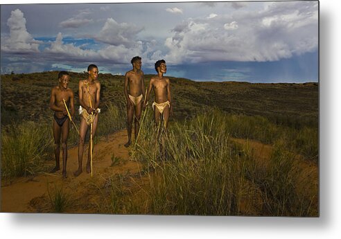 Bushmen Metal Print featuring the photograph Bushmen - Desert Hunters 01 by Basie Van Zyl