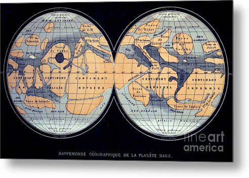 Science Metal Print featuring the photograph Camille Flammarion Mars Map 1876 by Science Source