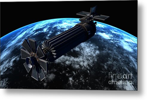 Satellite Metal Print featuring the digital art Chinese Orbital Weapons Platform by Rhys Taylor