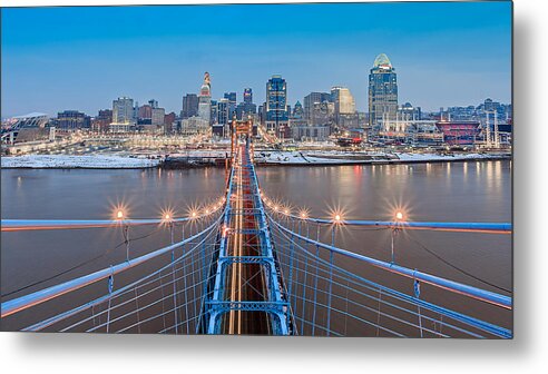 Cincinnati Metal Print featuring the photograph Cincinnati from on top of the bridge by Keith Allen